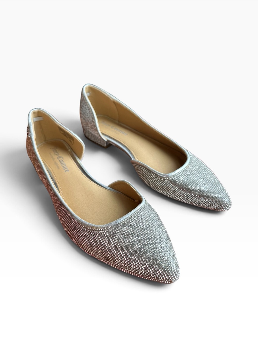🧡 Juicy Couture Sparkling Silver Pointed Toe Flats 🧡